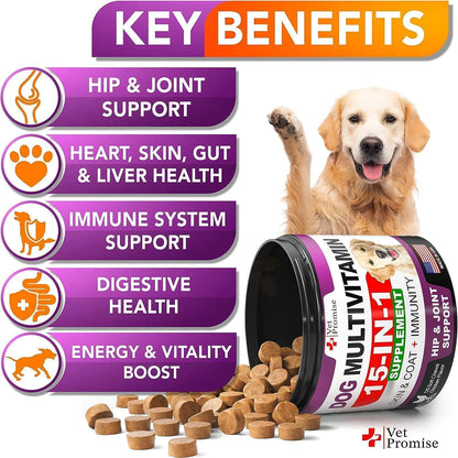 Lot de 2 Multivitamines Mâchables pour Chiens avec Glucosamine – 240 Bouchées